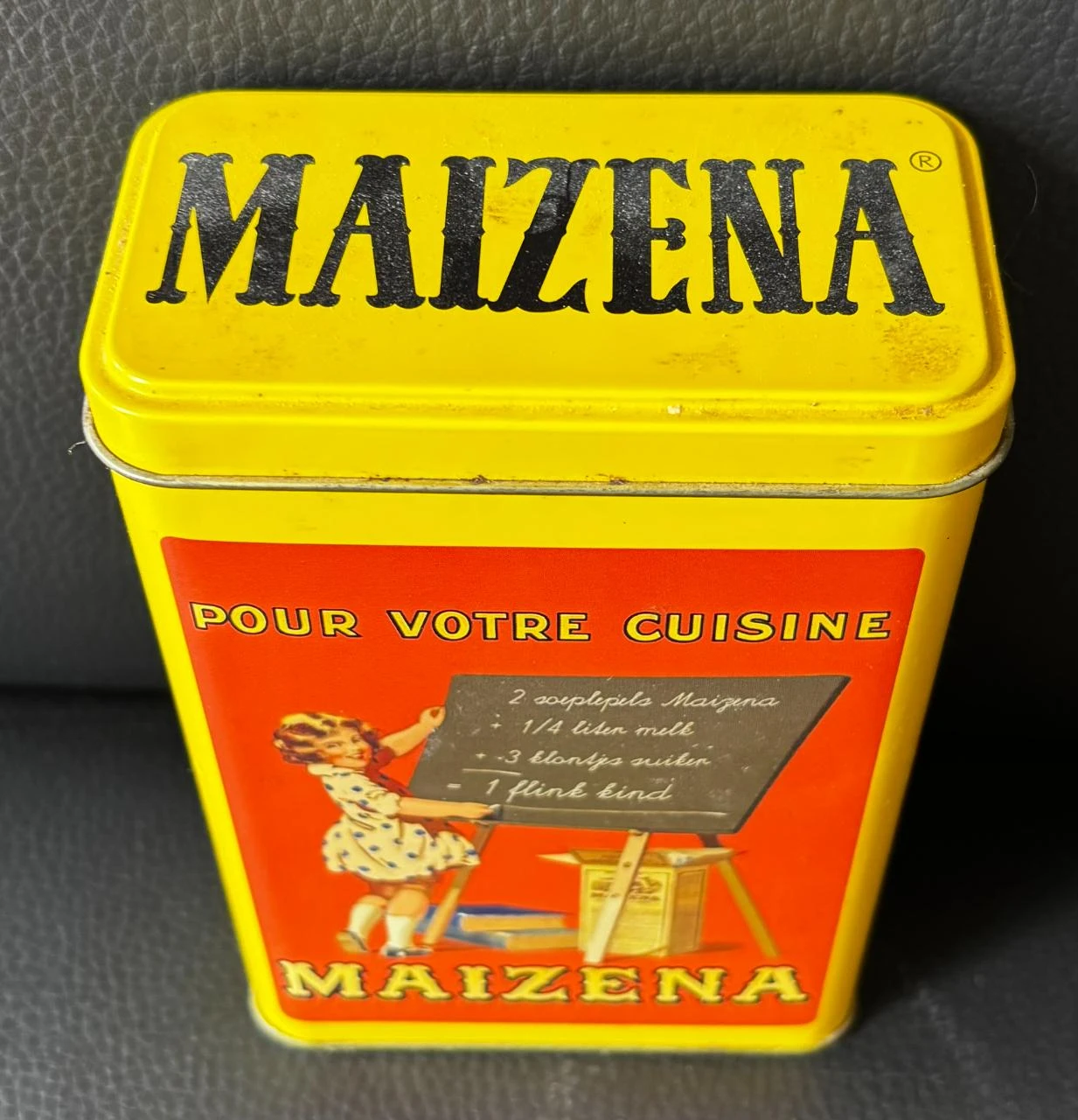 ✂ Antigua Caja de Metal MAIZENA Vintage con Decoración de Niña y Cuadro – photo 2